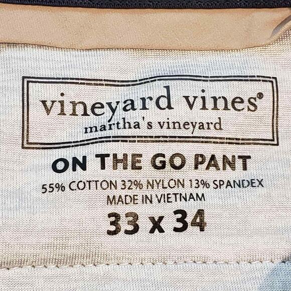 Vineyard Vines On The Go Pants Mens 33x34 Flat Front Performance Chino Stretch - Picture 8 of 11